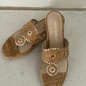 Jack Rogers Cork and Gold Sandals size 8